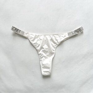 White Thong with Embellished Straps